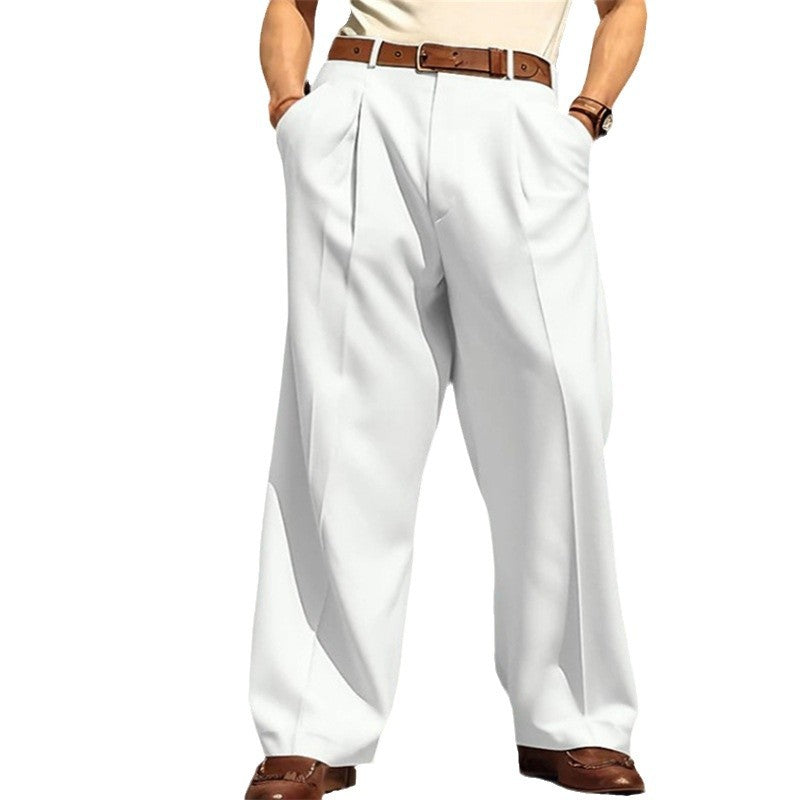 Men's Wide Leg Leisure Front Pocket Straight Pants