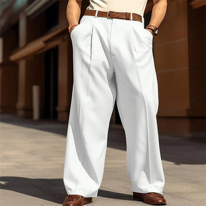 Men's Wide Leg Leisure Front Pocket Straight  Pants